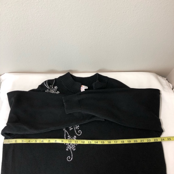 Quacker Factory Let It Snow Rhinestone Snowflakes Knit Black Sweater Top 1X - Picture 13 of 15